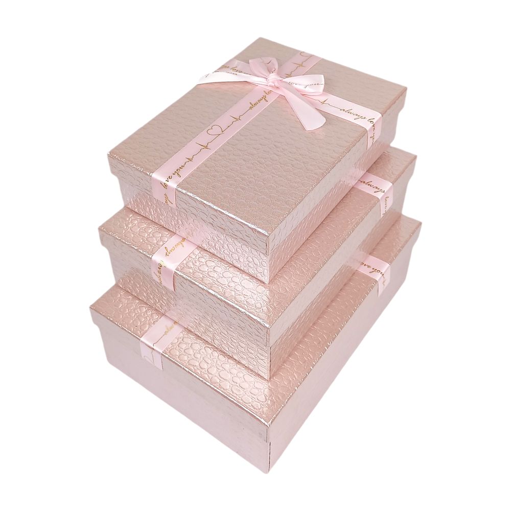 Набір коробок 3 шт прямокутні, 29 х 21 х 10см Крокодил (10235-pink)