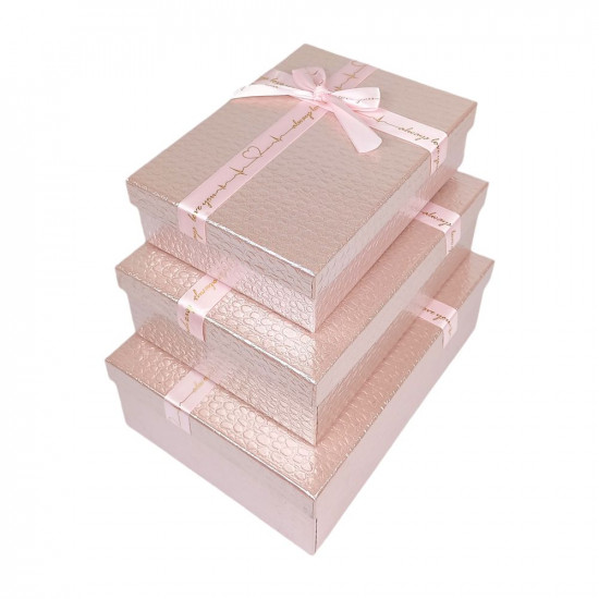 Набір коробок 3 шт прямокутні, 29 х 21 х 10см Крокодил (10235-pink)