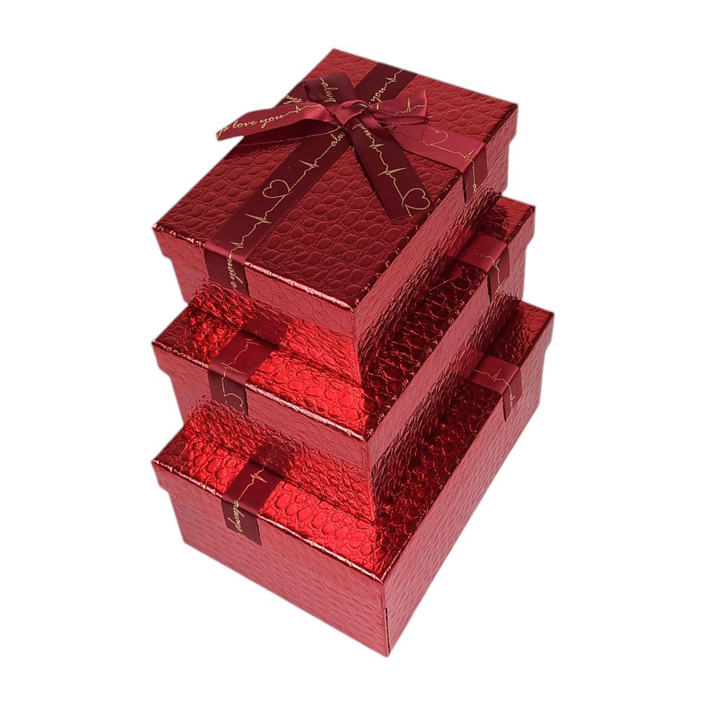 Набір коробок 3 шт прямокутні, 23 х 16 х 9,5см Крокодил Червоний Unison (10234-red)