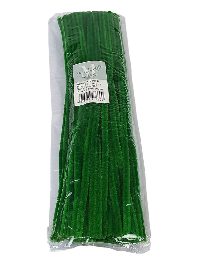 Синельная проволока, 300 х 6мм,зелениый, 100 шт (C30148 green-A-008)