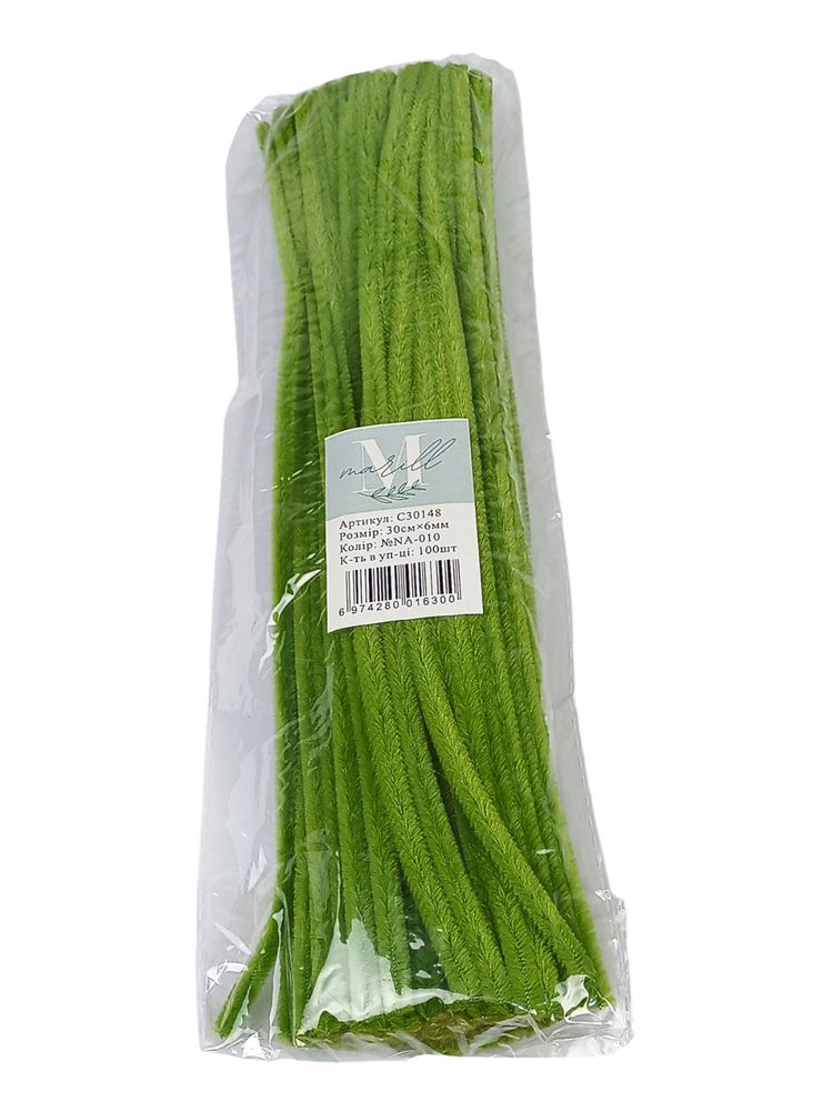 Синельная проволока, 300 х 6мм светло зеленый, 100 шт (C30148 light green-KR-010)