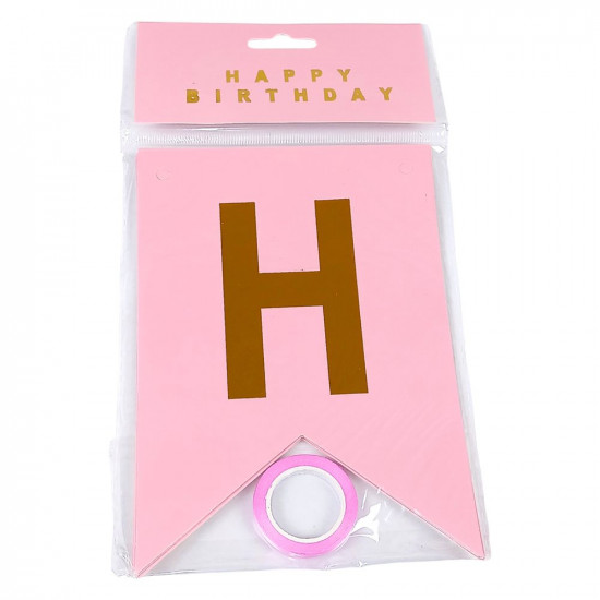 Гирлянда-флажки HAPPY BIRTHDAY 12 х 17см (HB-1098 pink)