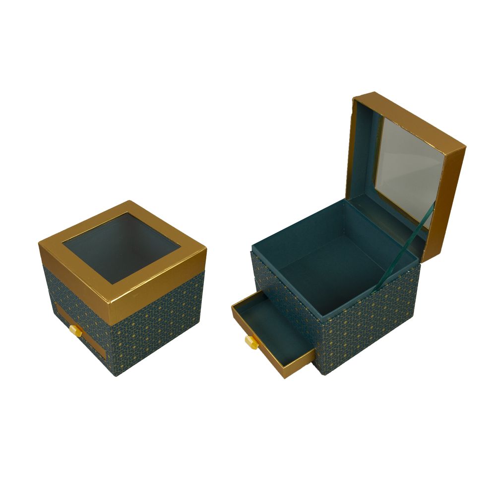 Коробка подарункова квадратна з скринькою 19 x 19 x 16,5cm Чорний Unison (W5956)