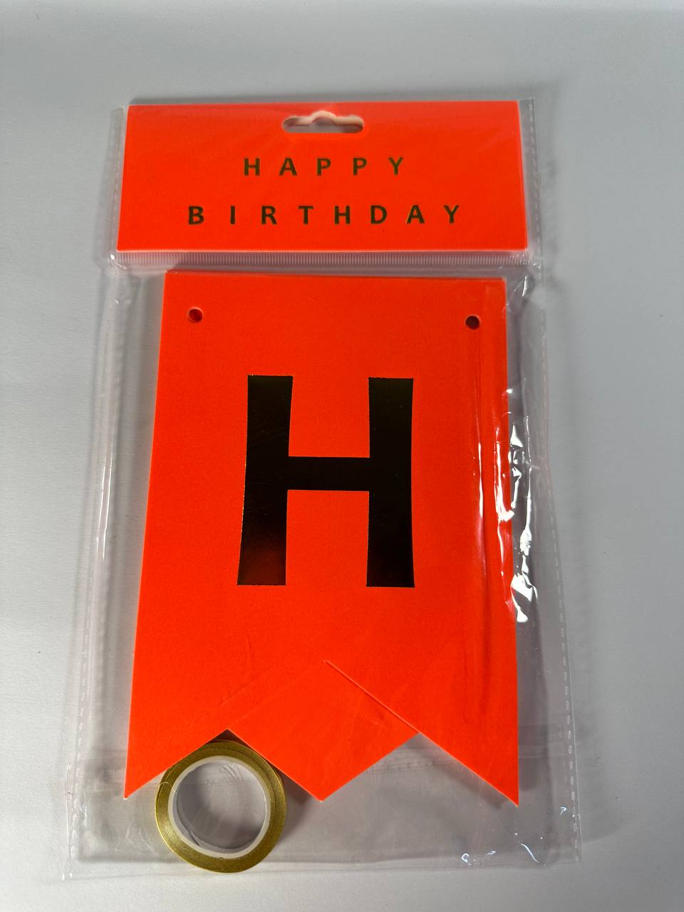 Гірлянда-прапорці "HAPPY BIRTHDAY" 12 х 17см, неонова помаранчева Помаранчевий Unison (HB-1095 orange)