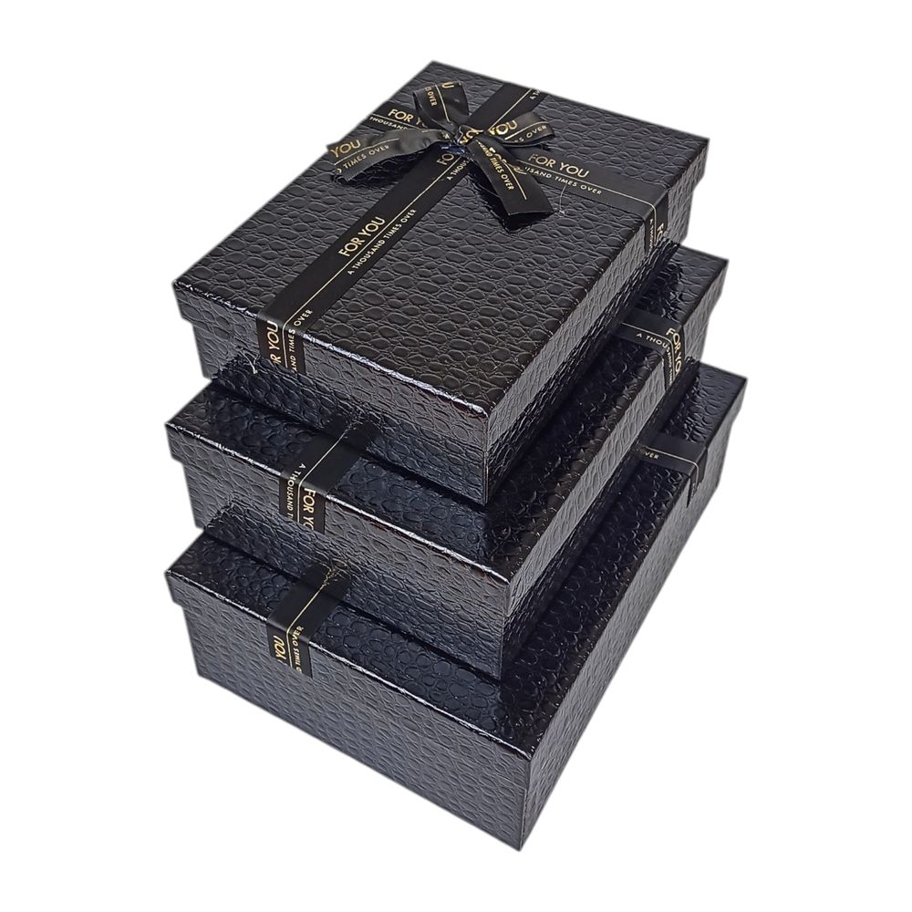 Набір коробок 3 шт прямокутні, 29 х 21 х 10см Крокодил (10235-black)