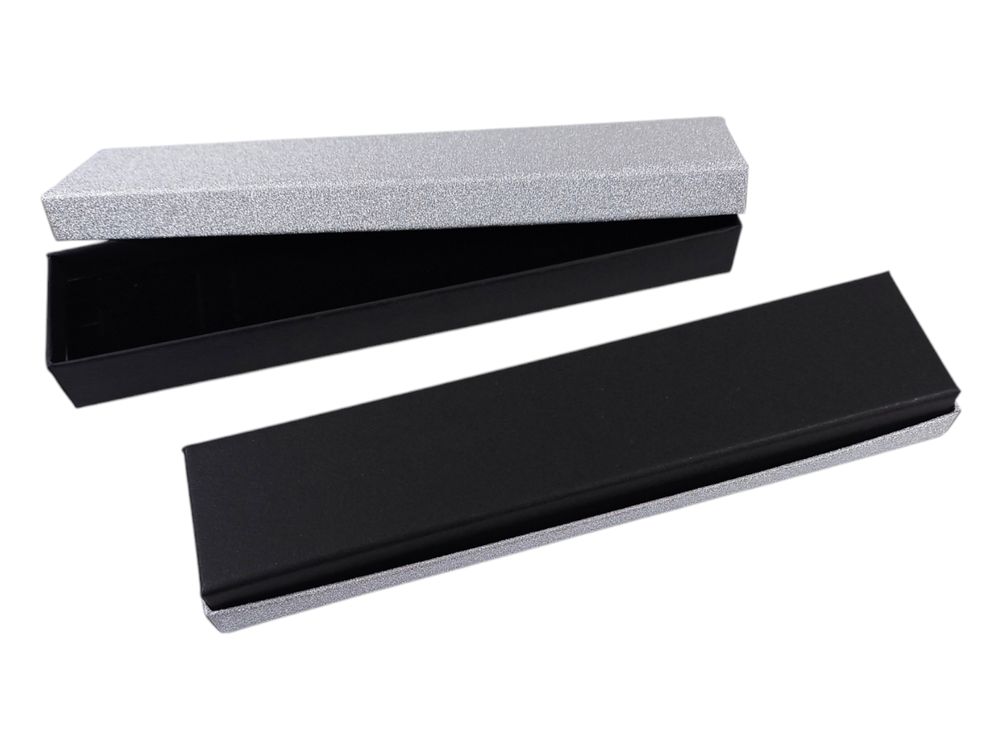 Подарункова коробка ювелірна 4,5 х 20 х 2,,5см срібло (J00634 silver)