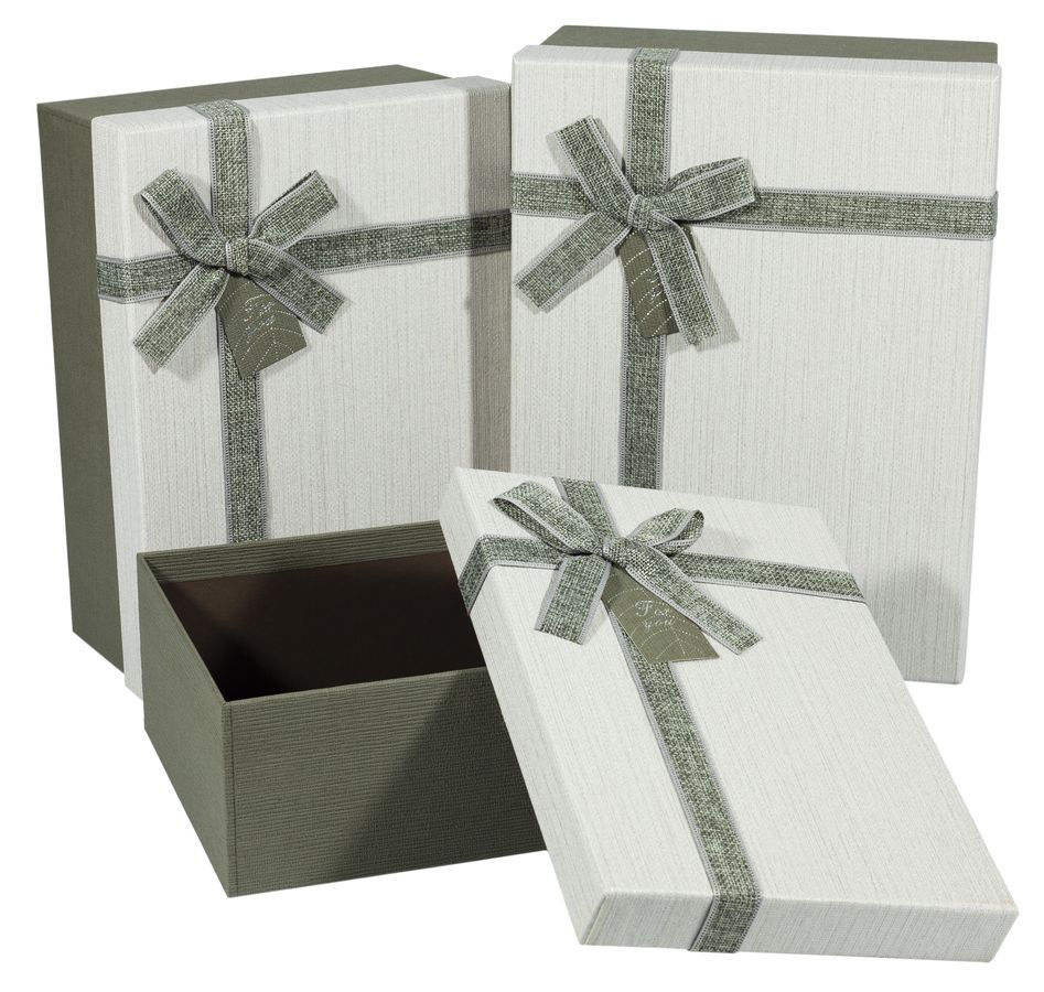 Коробка 9320-15Q-1 подарункова прямокутна сіра, 29x22x12.5cm/27x20x10.7cm/24.5x17.5x9cm., 3шт. в наборі (9320-15Q-1)