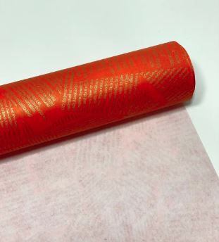 Крафт папір подарунковий "Газета" червоний колір, золотий шрифт 0,7х7м Червоний Unison (Пт 415.9)