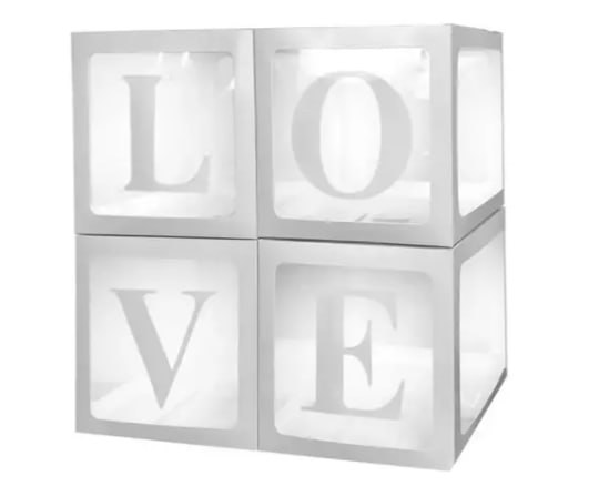 Коробки для шаров набор - 4шт "LOVE" 30 х 30 х 30см Белый Unison (10134 white)