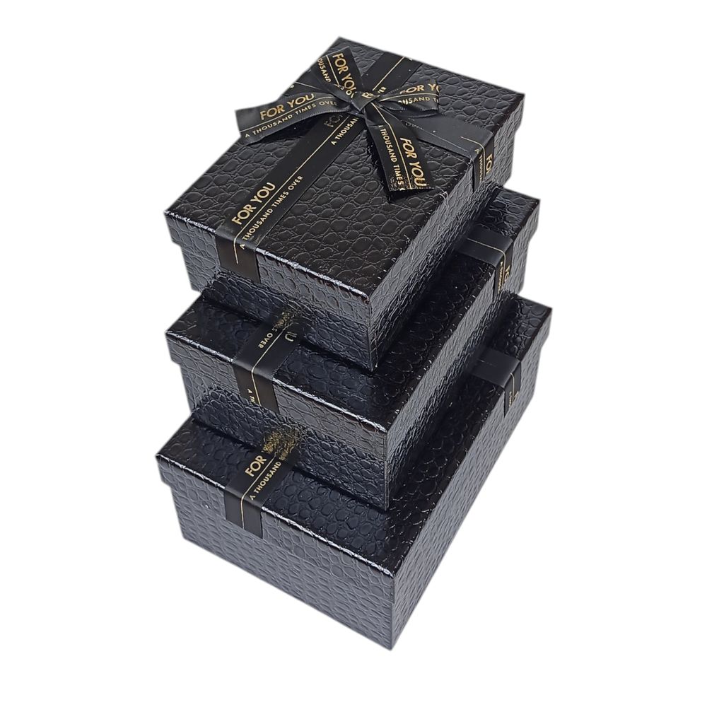 Набір коробок 3 шт прямокутні, 23 х 16 х 9,5см Крокодил (10234-black)