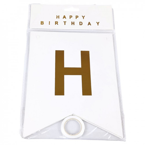 Гирлянда-флажки HAPPY BIRTHDAY 16 х 20см (HB-1097 white)