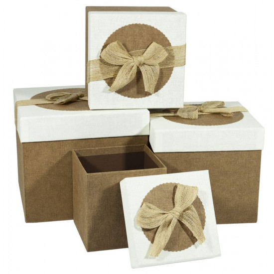 Подарункова коробка MS8401-8T-2, квадратна біла ,23x23x20cm/19.5x19.5x18cm/17x17x15.5cm/14x14x14cm 4шт. в наборі (MS8401-8T-2)