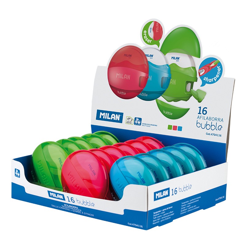 Ластик + точилка "Bubble" "TM MILAN"6,5х6,5см,mix Milan (4704116)
