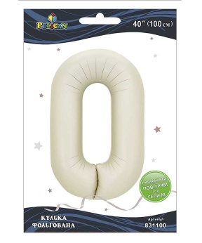 Кулька фольгована цифра "0" молочна 40"(100cm) Pelican Бежевий Pelican (831100)
