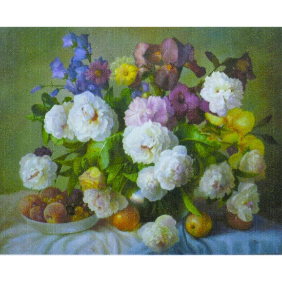 Алмазная мозаика по номерам 30*40см "Яркий букет с фруктами" в рулоне (70844 GB)