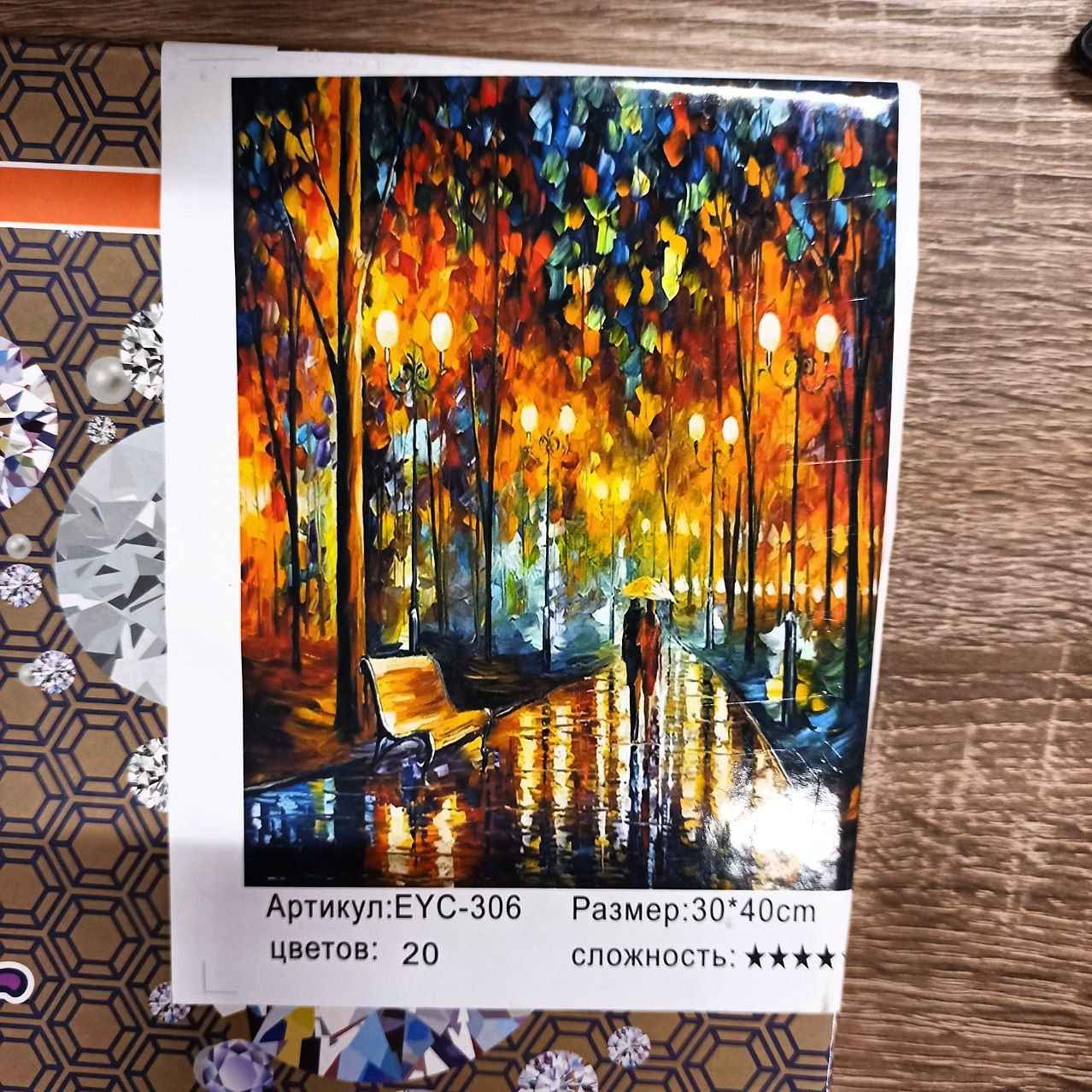 Алмазна мозаїка за номерами 30*40см "Осінній парк" карт уп. (холст на раме) (306-YC)