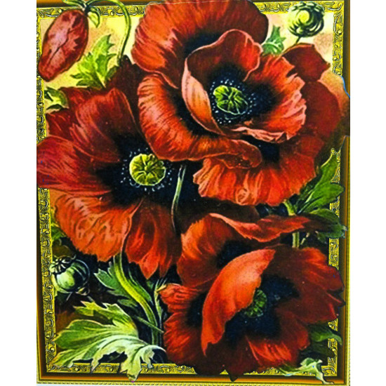 Алмазная мозаика 5D по номерам 40*50см "Красные маки" карт уп. (Полотно на раме камни) (30759)
