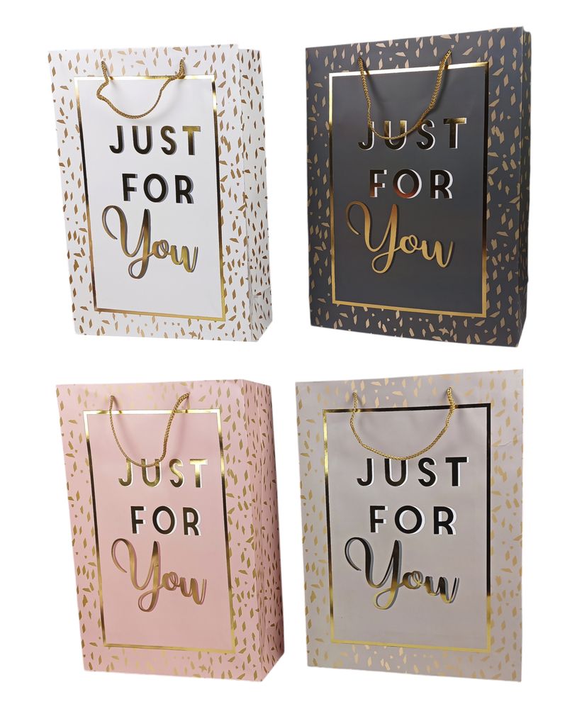 Пакет подарунковий Just for you - 4дизайни 210g, 42 x 31 x 12см (12шт/уп) (HS-5162XL/581-103XL)