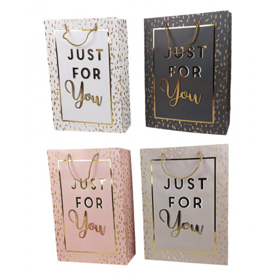 Пакет подарунковий Just for you - 4дизайни 210g, 42 x 31 x 12см (12шт/уп) (HS-5162XL/581-103XL)