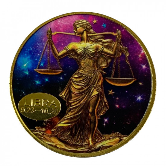 Монета-сувенір із зображенням знаку зодіаку "Ваги", 4см в капсулі (Cs - Libra)