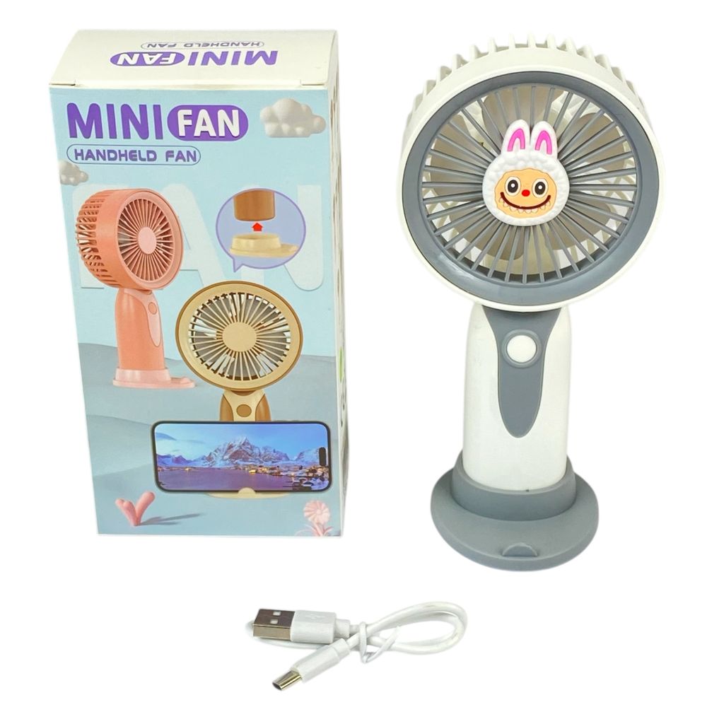 Вентилятор портативний настільний, usb акумулятор, 3 швидкості (65693 gray)