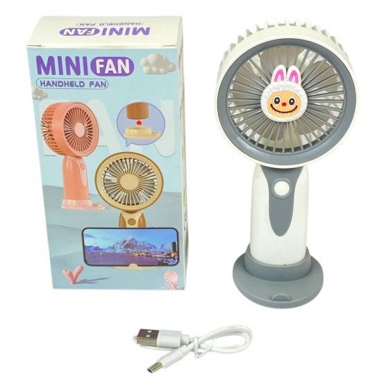 Вентилятор портативний настільний, usb акумулятор, 3 швидкості (65693 gray)