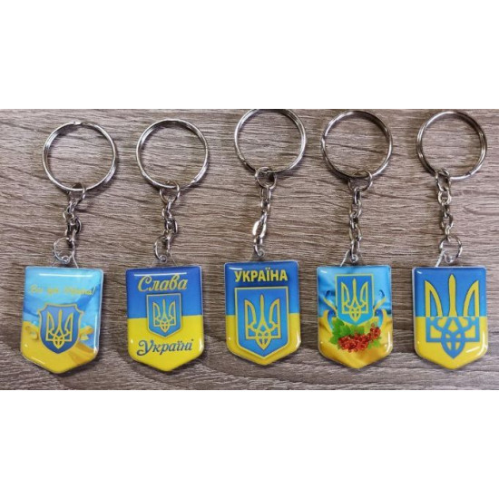 Брелок 3D об'ємний 35*25мм "Тризуб України" мікс Жовто-блакитний Unison (784192)