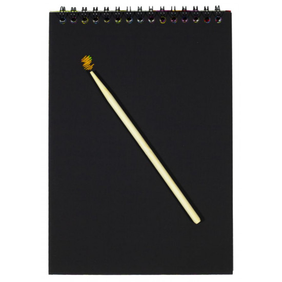 Скретчбук райдужний, аркуш покр чорною фарбою , "Drawing" P10, 250G, 20*14см + палочка (0378DSCN)
