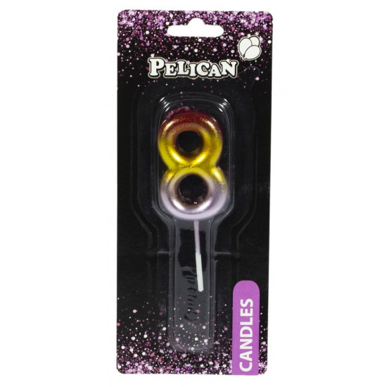 Свічка для торта Pelican, "8" РАЙДУЖНА 4,5см Різнокольоровий Pelican (864568)