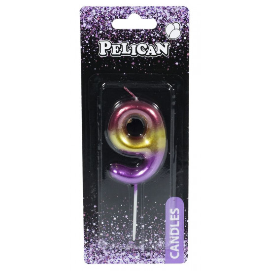 Свеча для торта Pelican "9" РАДУЖНАЯ 6 см Разноцветный Pelican (866069)