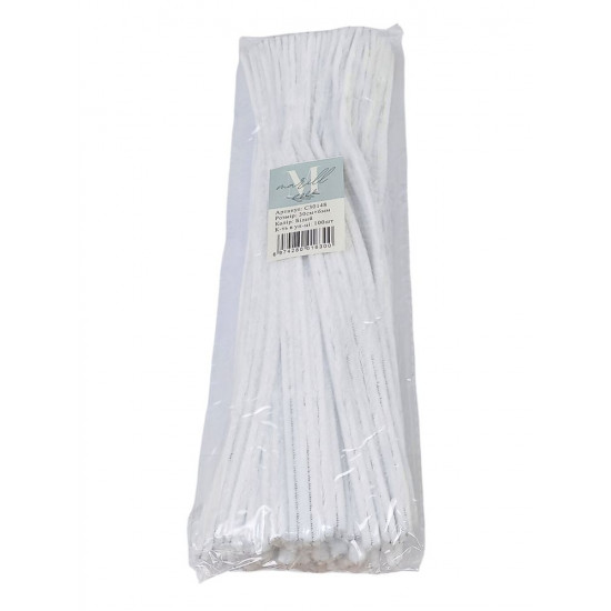 Синельная проволока, 300 х 6мм, белый, 100 шт (C30148 white -A-024)