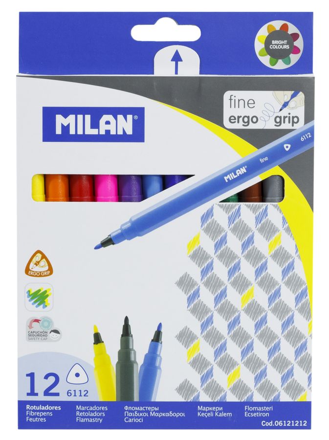 Набор треуг. фломастеров  тонк."TM MILAN" 12цв. 06121212 Milan (06121212)