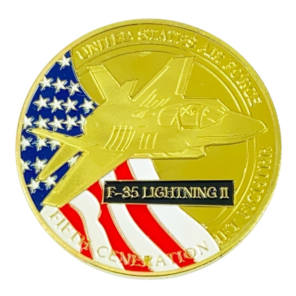 Монета-сувенір F-35 Lightning II ВПС США Реактивний винищувач п'ятого покоління, 4см у капсулі (Cs - 1023)