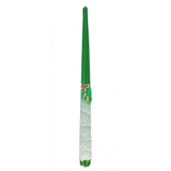 Свеча с новогодним декором Стожек, парафин, 30см, горение 8 часов (S30-001 green)
