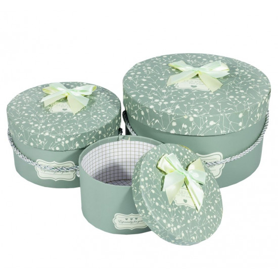 Подарункова коробка 058-21, кругла, 21.5*21.5*12cm/16.5*16.5*9/13*13*7.5cm 3шт. в наборі Зелений Unison (058-21)