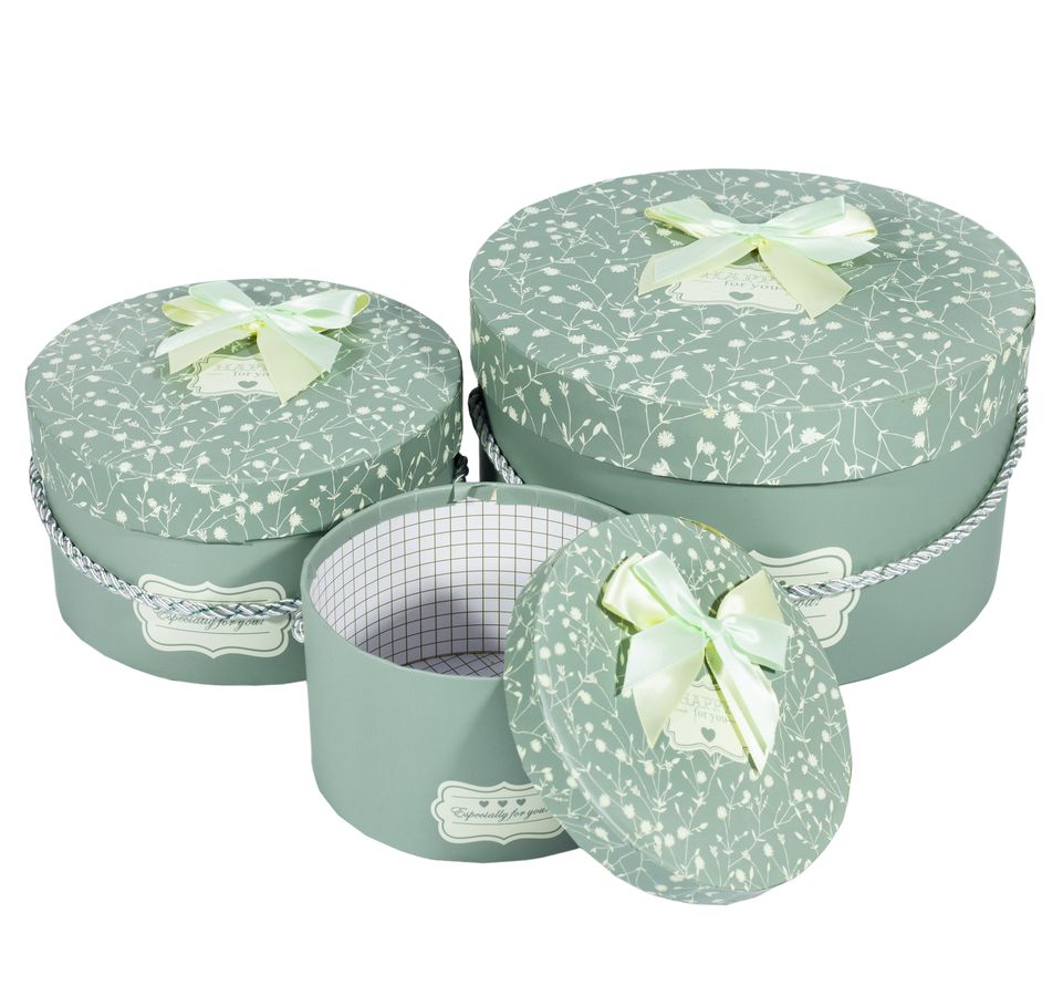 Подарункова коробка 058-21, кругла, 21.5*21.5*12cm/16.5*16.5*9/13*13*7.5cm 3шт. в наборі Зелений Unison (058-21)