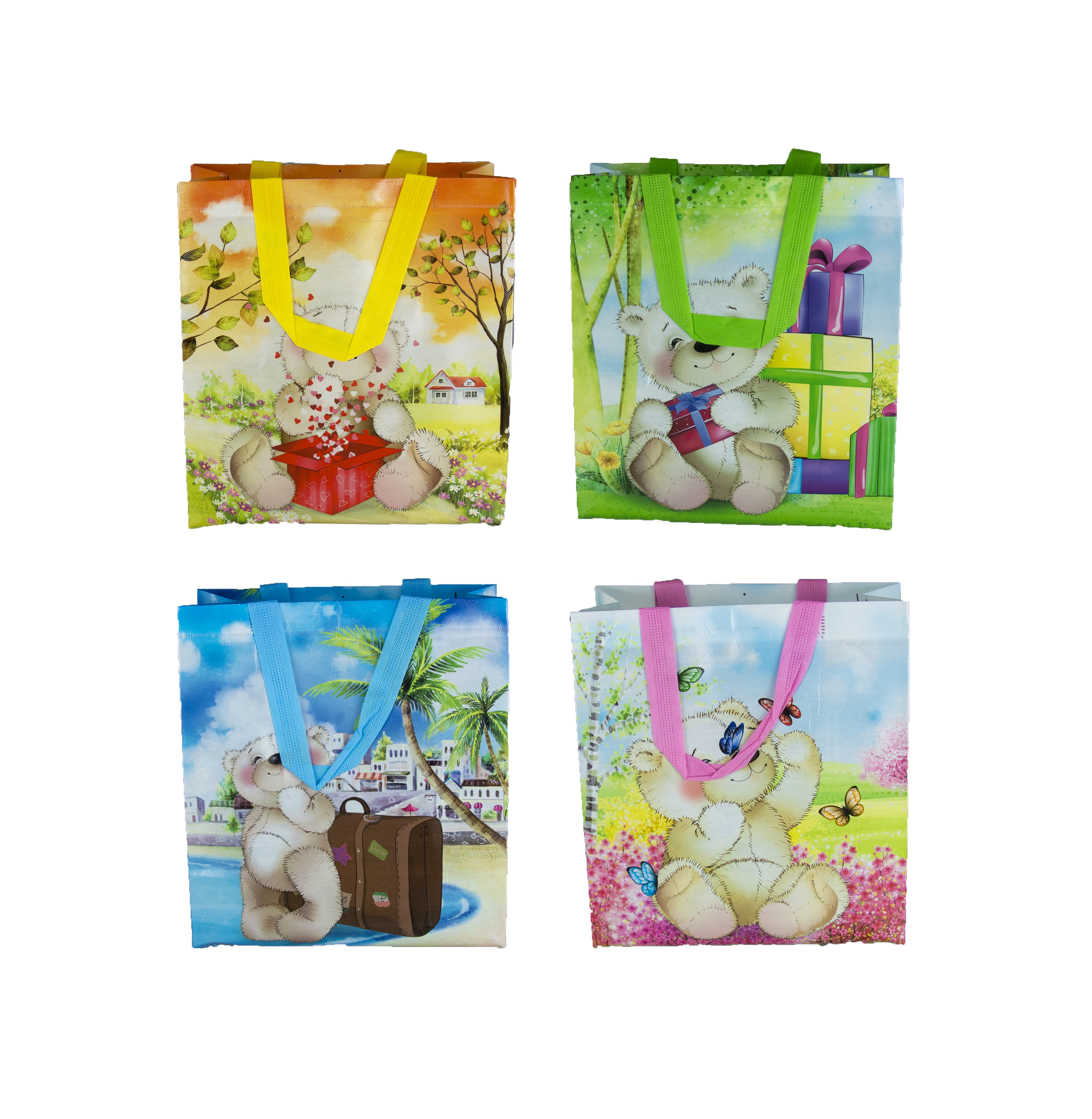 Сумка BP-0006 L пластикова "Ведмедик" 30x34x12cm. 4 дизайни Різнокольоровий Unison (BP-0006 L)