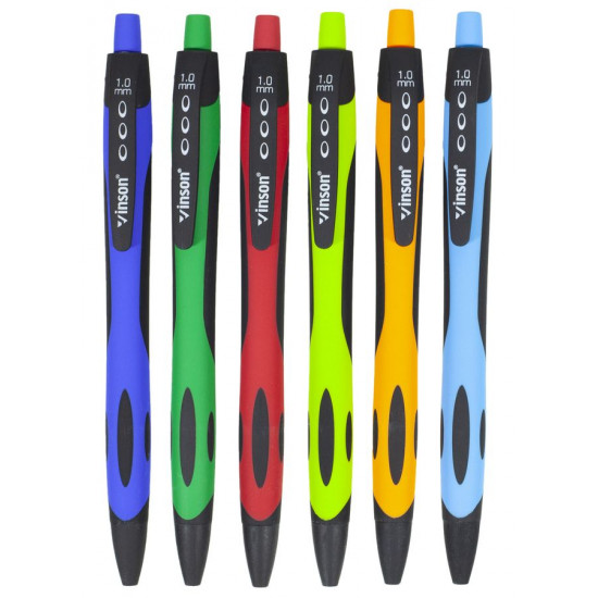 Ручка масляная синяя автомат Vinson "Free" soft grip (36шт/уп) Vinson (1008)