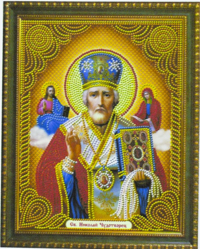 Алмазная мозаика по номерам 30*40см "Николай Чудотворец" в рулоне (001 SX)