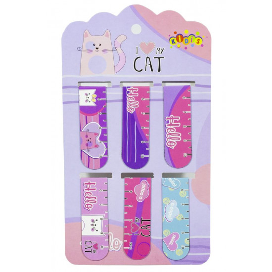 Закладка магнитная на планшете 6 шт, Kidis, серия My cat (13482)