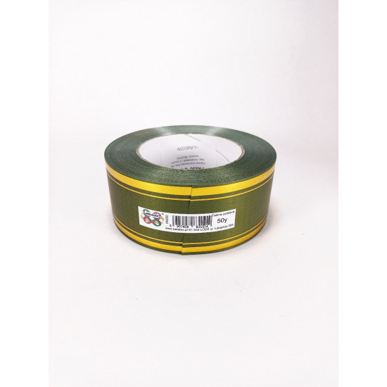 Лента пластиковая 5 см, 50 ярд,оливковый + 2 золотые полоски, BELATEX (PAS50 -2 olive)