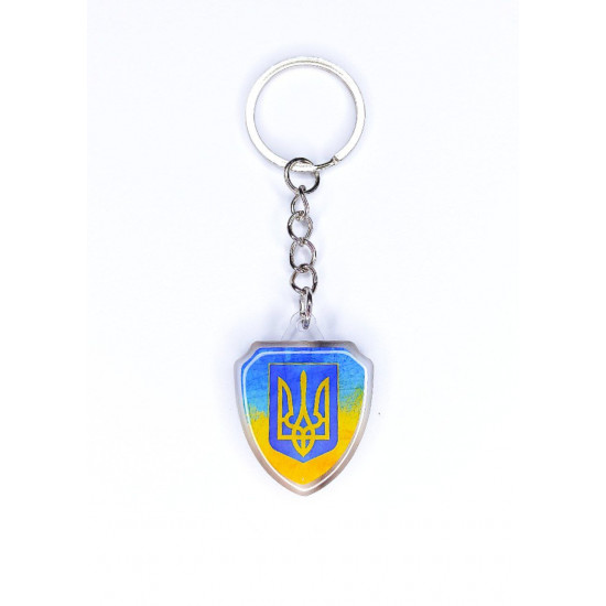Брелок акриловый шеврон 28х36мм, шильда 30 х 28мм Желто-синий Unison (UNB-1018)