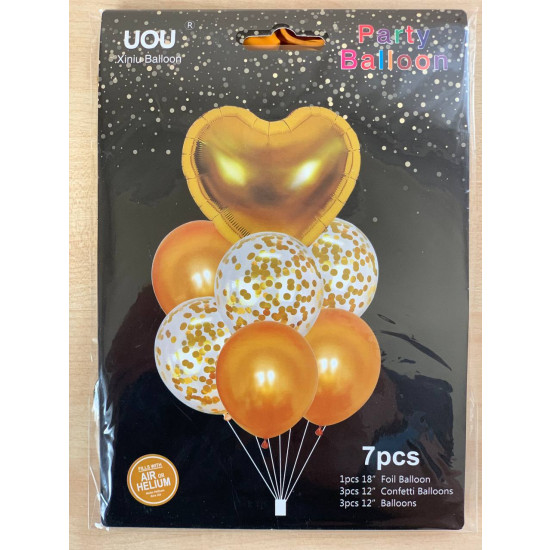 Набор из 7 шариков, Серце золото Разноцветный Pelican (836827-1 gold)