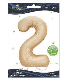 Кулька фольгована цифра "2" лате 40"(100cm) Pelican Бежевий Pelican (831112)