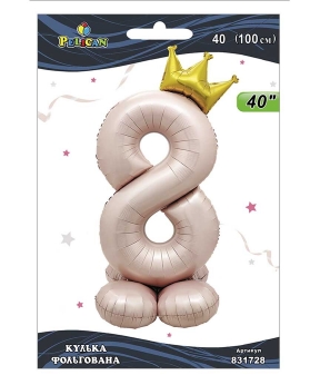 Кулька фольгована цифра з короною на підставці "8" рожева Blush 40"(100cm) Pelican Рожевий Pelican (831728)