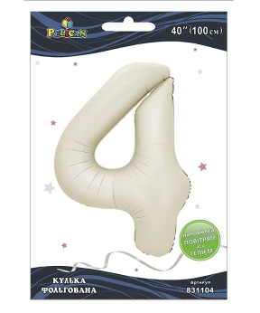 Кулька фольгована цифра "4" молочна 40"(100cm) Pelican Бежевий Pelican (831104)