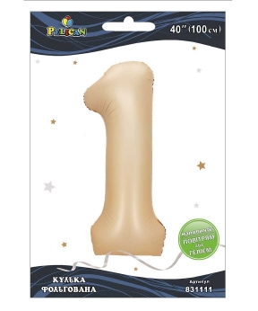 Кулька фольгована цифра "1" лате 40"(100cm) Pelican Бежевий Pelican (831111)