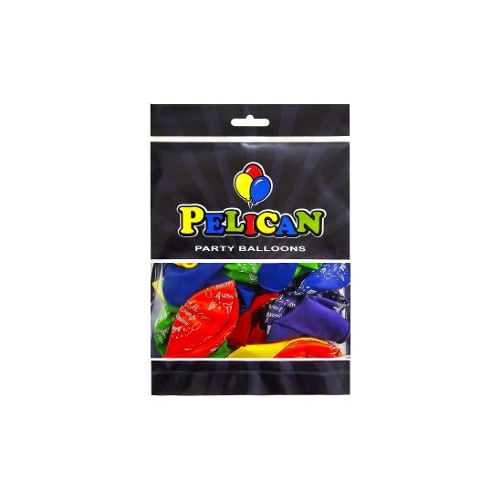 Кульки латексні Pelican 12"(30сm) "З Днем народження, гірлянда" 5-стор-стор 50шт Різнокольоровий Pelican (824027)