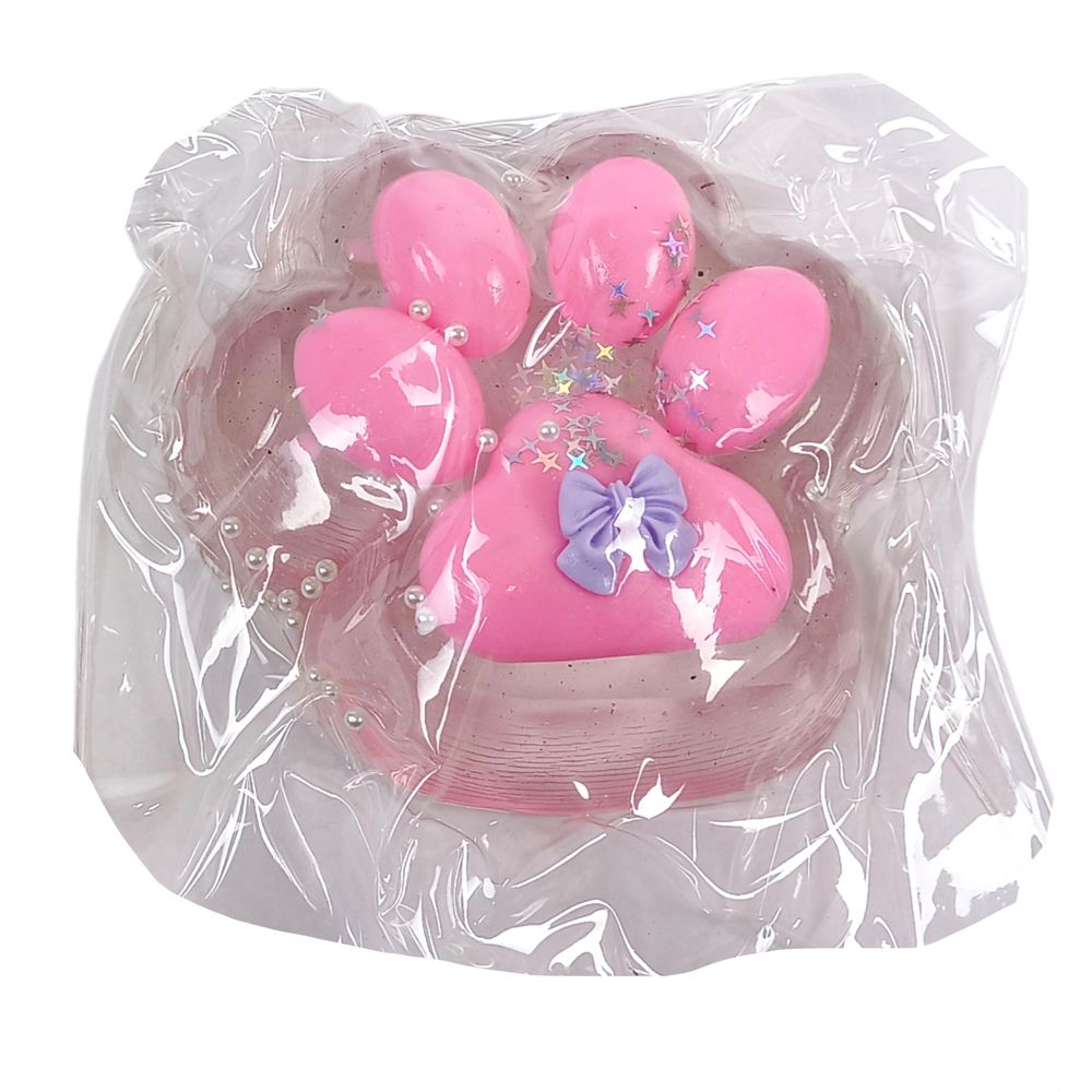Таба сквіш антистрес 12см Лапка прозора малинова (712205 pink)