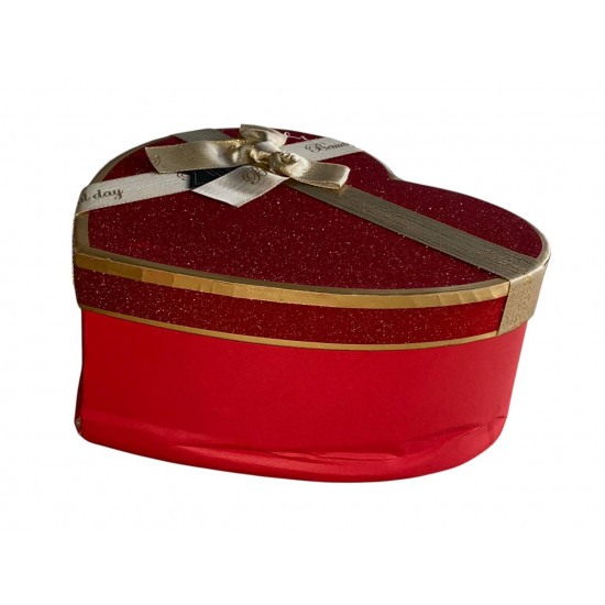 Коробка подарочная серце, 22 х 18 х 9,5см с ДЕФЕКТОМ (10237-red №1)